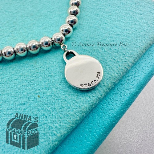 Return To Tiffany & Co. 925 Silber 4 mm Perlen Mini Runde Anhänger 7" Armband (Etui) - Bild 4 von 5