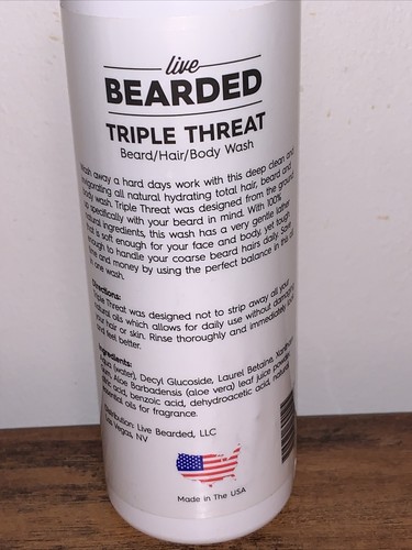 1x Live Bearded Beard/Hair/Body Wash-The Wingman Triple Threat 8oz,Discontinued - Picture 3 of 6