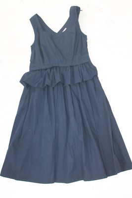 ESHAKTI Elenora Fit Flare Dress Navy Cotton 40s 50s Retro