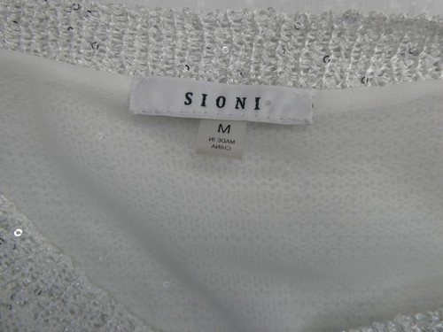 Sioni Women's White Glitter Sweater Size M - Picture 5 of 6