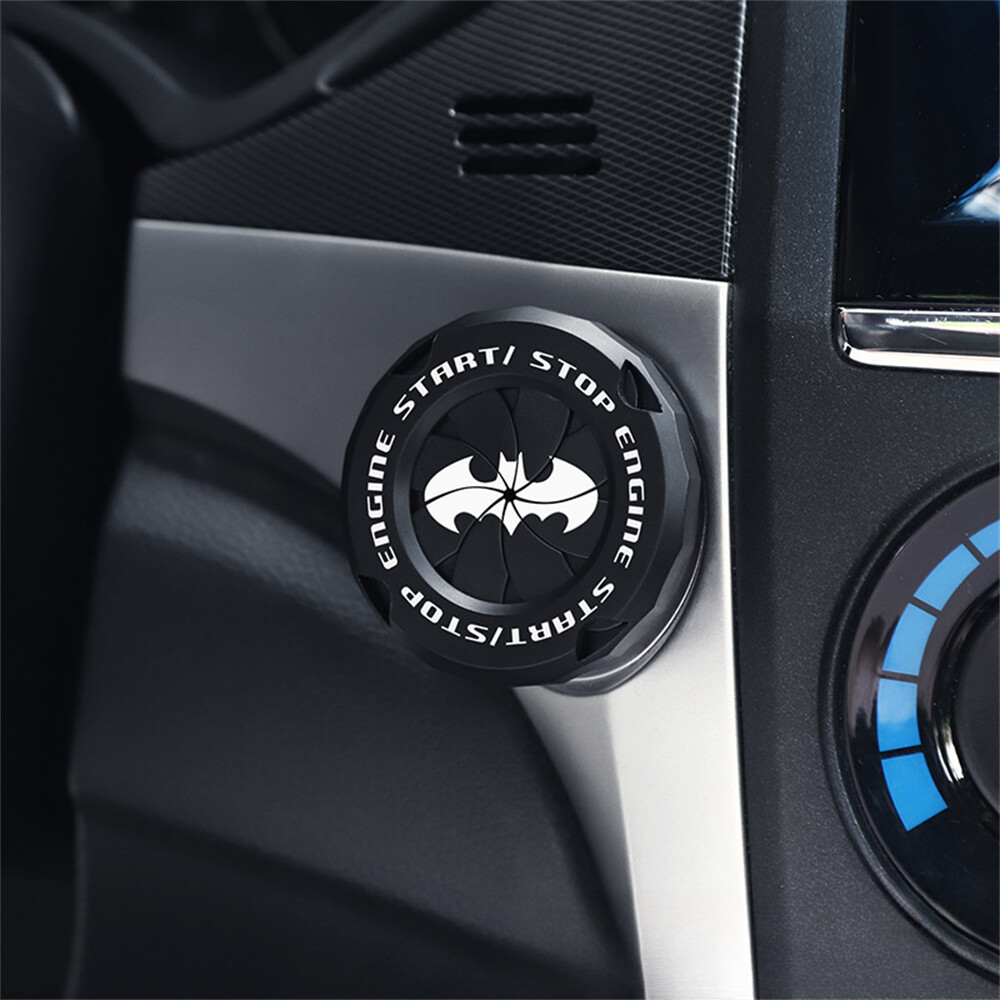 ABS Black White Batman Logo Car Engine Ignition Start Stop Button Cover Cap