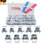 135x Schlauchschellen Mini Schellen Schlauchschelle Schlauchklemmen Klemmen Set