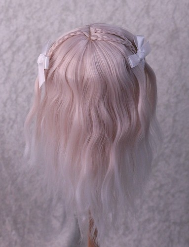 Peluca de muñeca 1/4 7-8" BJD MSD Sd Pinky Melocotón a Blanco con flequillo trenzas arcos JR-187 - Imagen 5 de 5