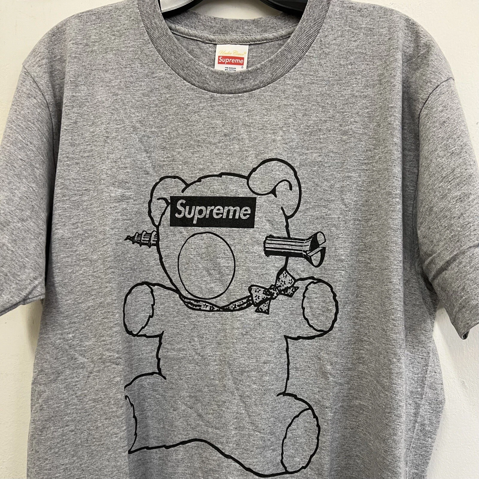 2015 Supreme x Undercover Bear Box logo T shirt gris taille grande