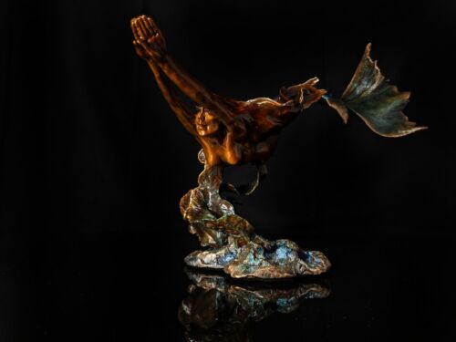 Mark Hopkins Meerjungfrau Bronzeskulptur Maße 15" L x 10" H - Bild 13 von 13
