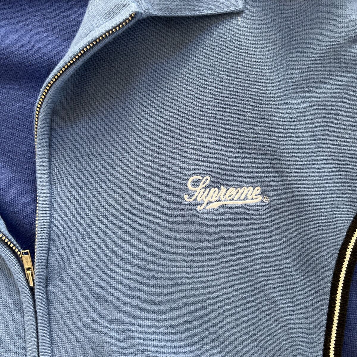 Supreme Two Tone Piping Zip Up Polo Black White XL | eBay