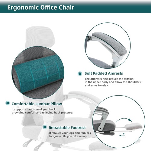 Ergonomic Mesh Office Chair w/ 3D Armrests,High Back, Wheels Office Ergo 3D - Bild 6 von 18