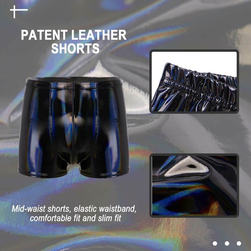 Herren Kunstleder Boxershorts Wetlook Latex Badehose glänzend Shorts Unterhose - Bild 21 von 95