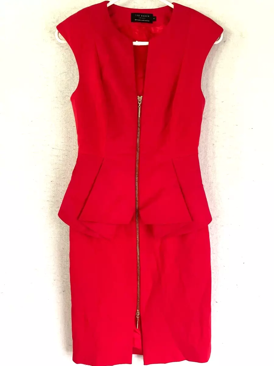 Ted baker red peplum cheap dress