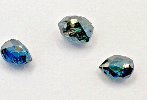 3 Pcs x 2.44 Ct. Set of Blue Color Briolette Cut Natural Diamonds - Picture 4 of 9