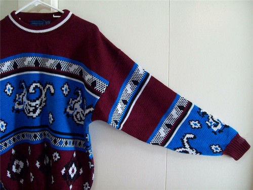 Towncraft Sz. L Men's Vintage 90's Crewneck Sweater Geometric Acrylic NWOT - Picture 3 of 7