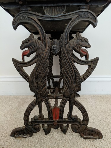 Victorian Floral Iris Needlepoint Bench Stool Ft. Bronzed Cast Iron Chimera Base - Picture 17 of 20