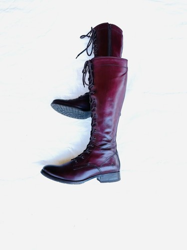 Frye Melissa Sz 9 Tall Lace Up Women Oxblood Riding Boots Moto Military Boots - Picture 17 of 17