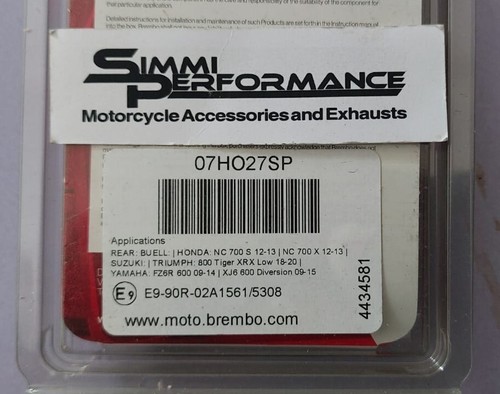 Brembo Rear SP Brake Pad fits Honda NT 650 V Deauville 1998 1999 2000 - Picture 8 of 8