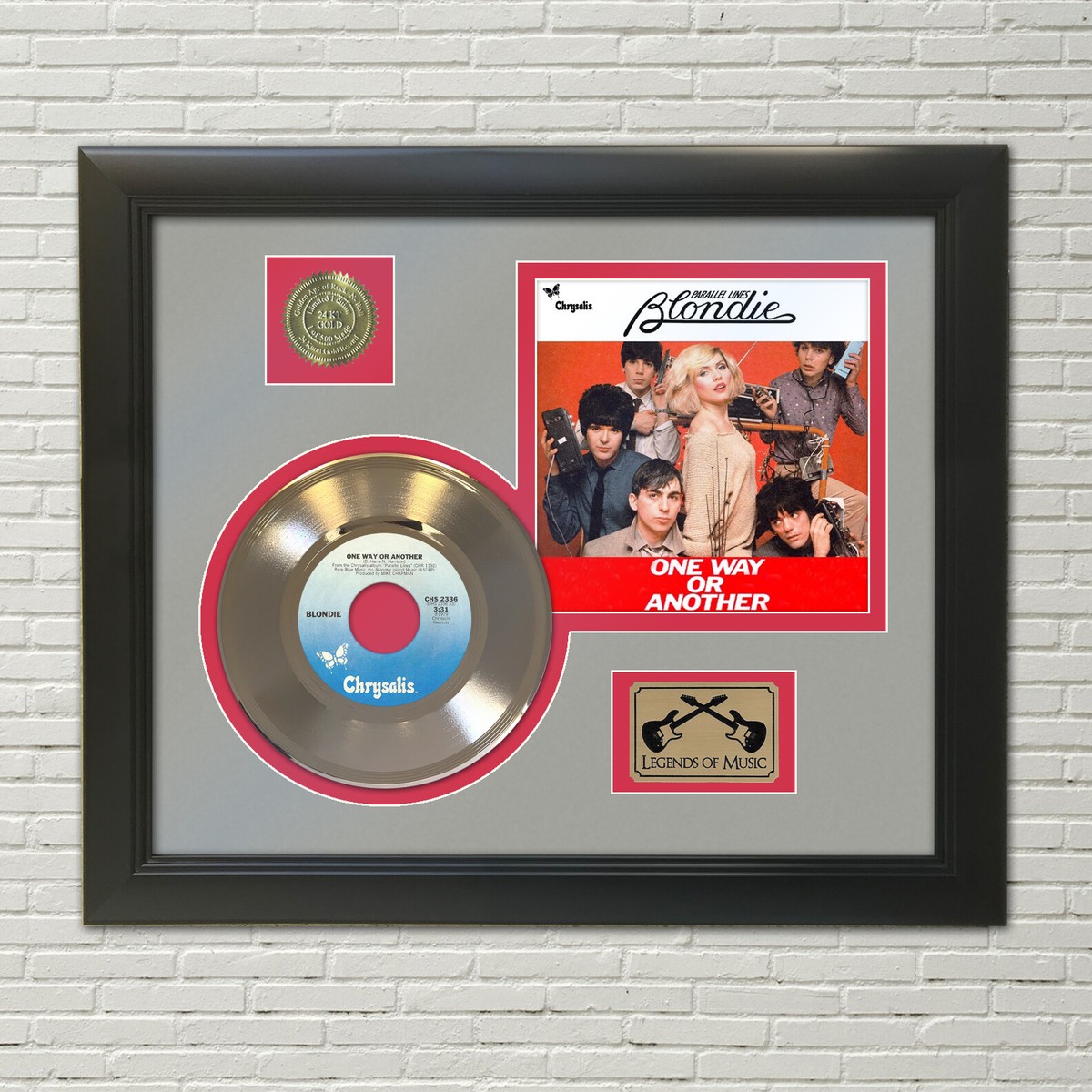Blondie One Way Or Another Framed Picture Sleeve Gold 45 Record