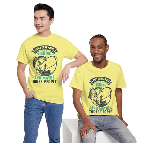 T-shirt maglietta unisex cotone pesante I Love Fishing 'Solo cura della pesca' - Foto 72 di 118