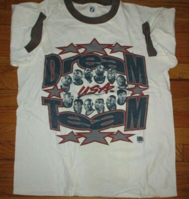 Original 1996 USA DREAM TEAM Basketball Ringer T Shirt Large