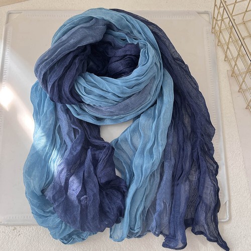 Pañuelo suave tie-dye algodón lino arrugas bufandas chal largo plisado étnico - Imagen 11 de 21