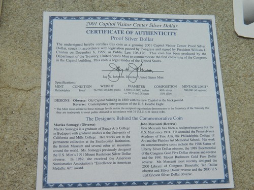 2001-P UNITED STATES CAPITOL 200TH ANNIVERSARY UNCIRCULATED HALF DOLLAR SET - Picture 5 of 5