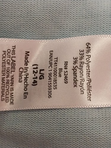 Time & Tru Hacci Pullover Super Soft Lounge Top Light Blue Large 12-14 5L51 - Imagen 6 de 6