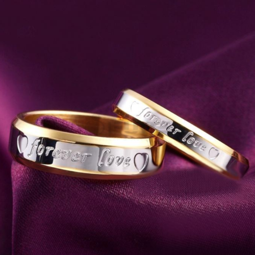 Stainless Steel Silver Gold Couples Forever Love Wedding Engagement Bands Rings - Picture 9 of 31