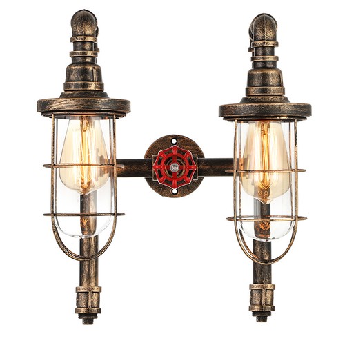 Industrial Pipe Vanity Lighting Vintage Wall Lamp Sconce Steampunk Wall Lights