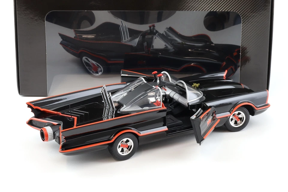 1:18 Hot Wheels BATMAN 1966 Serie TV Classica Batmobile Nera W1171 - Immagine 4 di 4