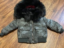 Jordan Craig Boys Black Camo Jacket Faux Fur hood Size 2