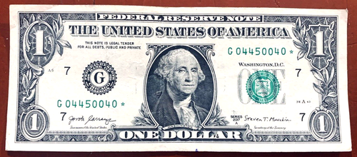 Trinary "G" Star Note Chicago District One Dollar Bill G04450040* - Picture 2 of 3