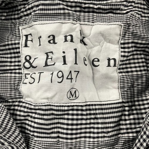 Frank & Eileen Shirt Women Medium Black White Glen Plaid Anchor Nautical Crinkle - Picture 3 of 12