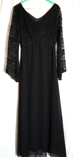 Black small lace top fit flare gothic witch spooky kink fetish dress