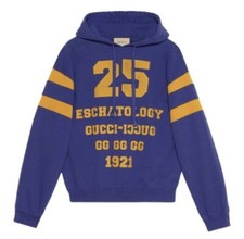 New Gucci Men's Blue 25 Eschatology and Blind for love Print Sweatshirt Hoodie M