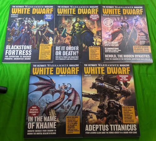 Warhammer White Dwarf Lot (5) Magazines Oct 2016 + March July Aug Dec 2018