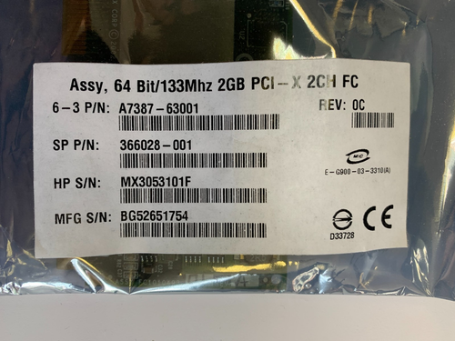HP 366028-001 Dual Channel 64-Bit 133Mhz 2GB PCI-X Fibre Channel A7387-63001 - Picture 2 of 2