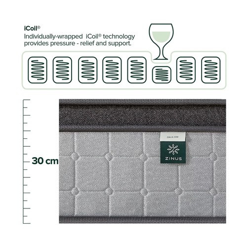 Pocket Spring Mattress QUEEN DOUBLE KING SINGLE Euro Top Pillow Top Zone - Zinus - Picture 54 of 66