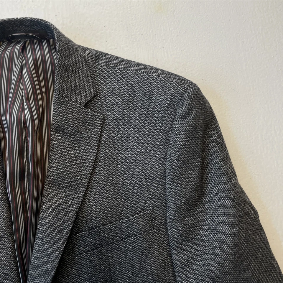 IZOD 42R 灰色 Birdseye 粗花呢 100% 羊毛男式西装外套运动外套夹克 — 第 2/4 张图片