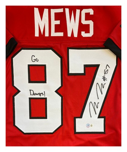 Mekhi Mews Signed Georgia Bulldogs Red Custom Jersey with Go Dawgs Inscription - Bild 1 von 3