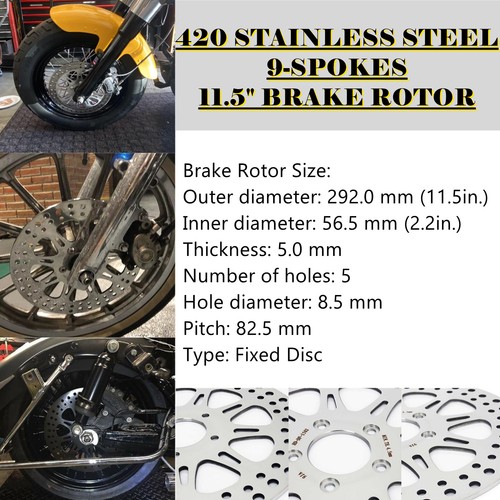 Polished 11.5" Front Brake Rotors for Harley Touring FLHX Street Glide 2006 2007 - Picture 5 of 8