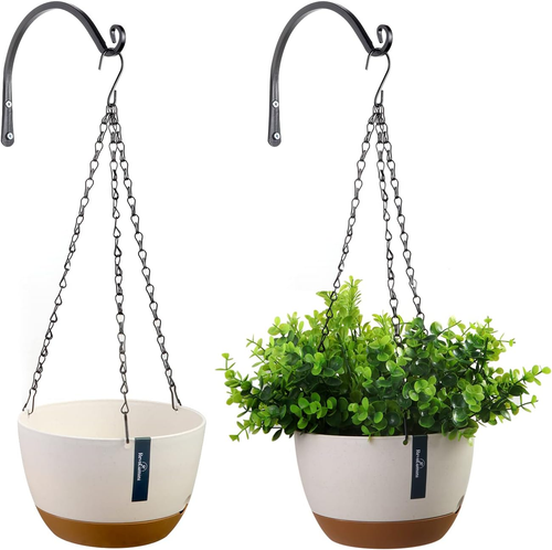2 Packs 8.2 Inches Plastic Hanging Planter Hanging Planters for Indoor Plants - Picture 9 of 11
