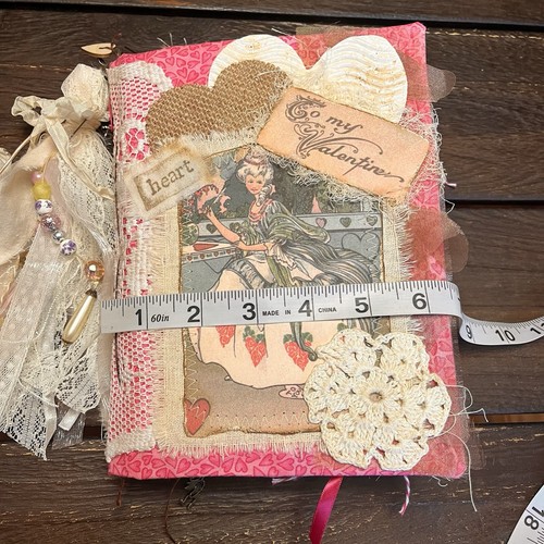 Valentine’s Junk Journal Pink Feminine Boho Grungy Lace Heart To My Valentine - Picture 3 of 21