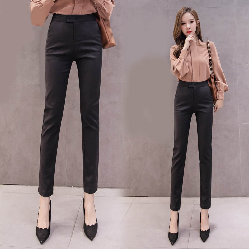 Fashion Ladies Pencil Pants Straight Suit Trousers High Waist Skinny Formal  Pant | eBay