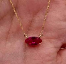 Lab Created Pink Ruby 2Ct Marquise Cut Women's Necklace 14K Yellow Gold Plated