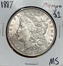 1887 $1 Morgan Silver Dollar MS ( RAW1847 )