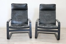 Coppia di poltrone design anni '70 in pelle nera