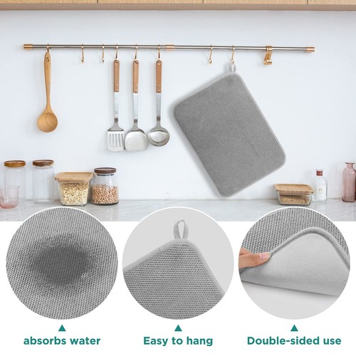 Microfiber Dish Drying Mat Super Absorbent Kitchen Dish Drying Pad Reversible... - Picture 4 of 7