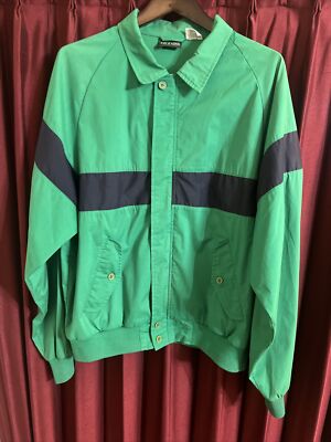 Super Nice Vintage IZOD Club Mens XL Green Raincoat Jacket Golf Windbreaker