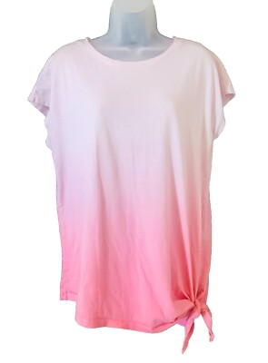 Zelos Women's Size S Tee Shirt Pink Ombre Knot Casual Lightweight 100% Cotton