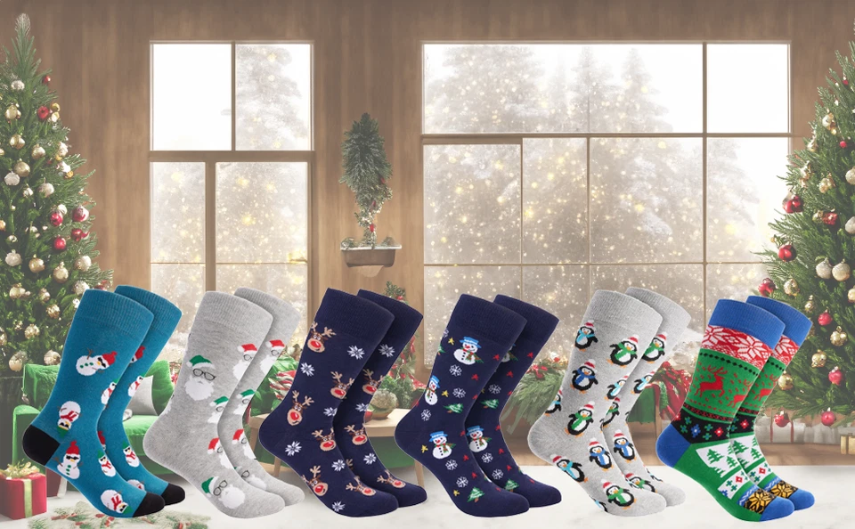 Pack 6 Calcetines Navidad Hombre Estampados Divertidos Algodón Talla 41-45 - Imagen 2 de 4