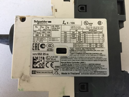 SCHNEIDER ELECTRIC GV2-P14 MANUAL MOTOR STARTER - Picture 2 of 2