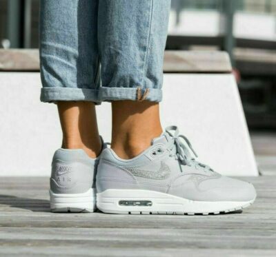WOMENS NIKE AIR MAX 1 ,,GLITTER'' SIZE UK 3.5 / 4 / 4.5 (AT0072 001)  GREY/SILVER | eBay